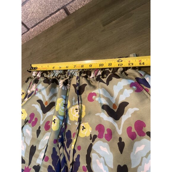 Zara Floral Patterned Womens Pants With Drawstring & Beaded Accents M - Picture 7 of 10